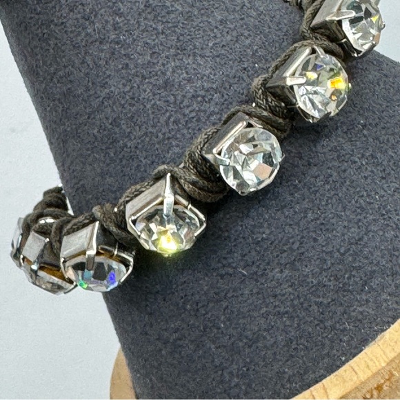 American Eagle large sparkling rhinestone woven bracelet 7” boho mob wife - Picture 4 of 13